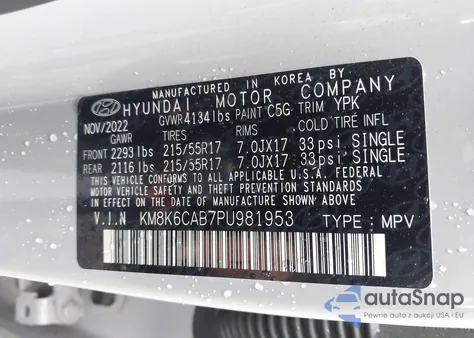 2023 Hyundai Kona Sel z USA, uszkodzony, nr VIN KM8K6CAB7PU981953